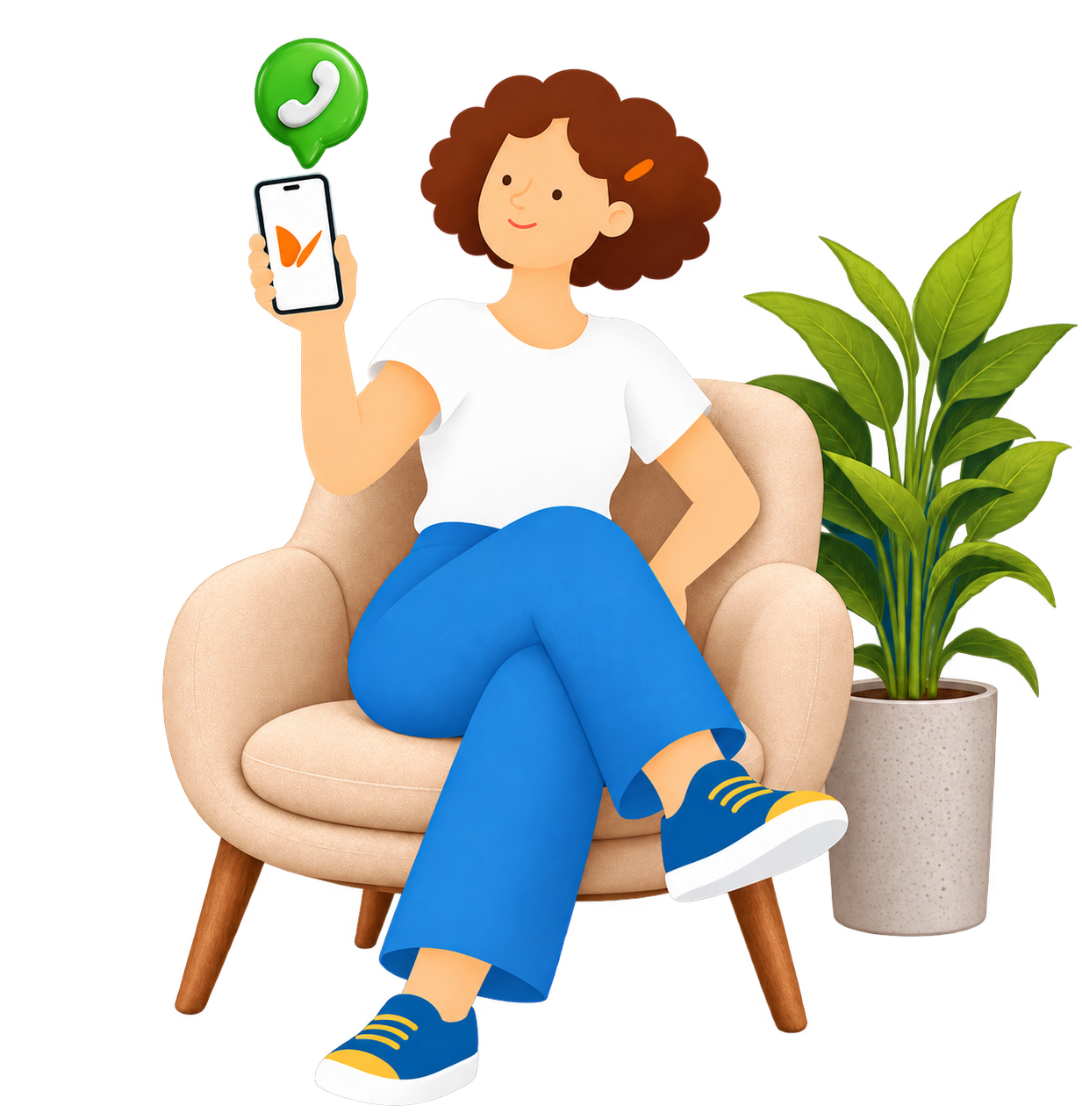 Mujer gestionando su servicio de Naturgy por WhatsApp